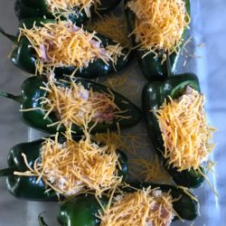 Poblano Peppers Stuffed with Ham and Cheddar