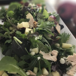 Winter Kale Salad with Turkey, Apples and Candied Pecans