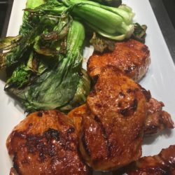 Peking-style Pork Chops with Roasted Bok Choy